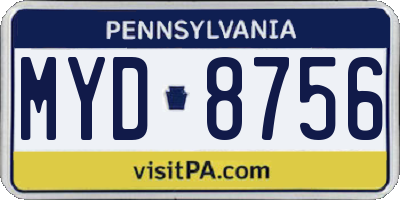 PA license plate MYD8756
