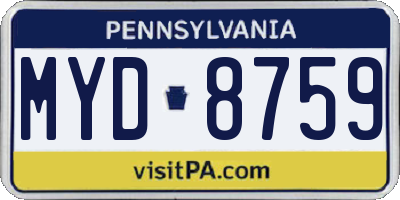PA license plate MYD8759