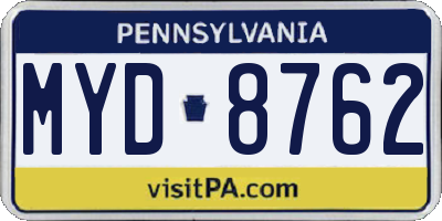 PA license plate MYD8762