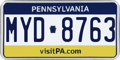 PA license plate MYD8763