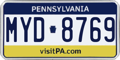 PA license plate MYD8769