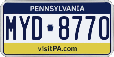 PA license plate MYD8770