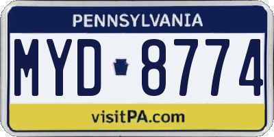 PA license plate MYD8774