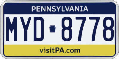 PA license plate MYD8778