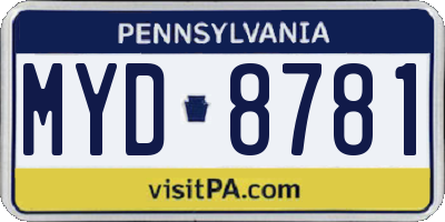 PA license plate MYD8781