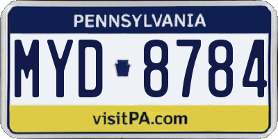 PA license plate MYD8784