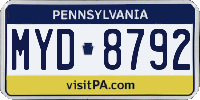 PA license plate MYD8792
