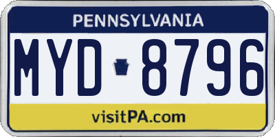 PA license plate MYD8796