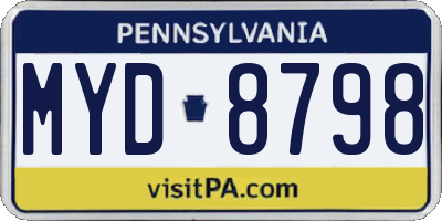 PA license plate MYD8798