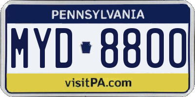 PA license plate MYD8800
