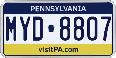 PA license plate MYD8807