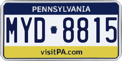 PA license plate MYD8815