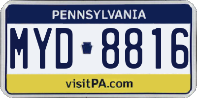 PA license plate MYD8816