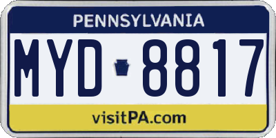 PA license plate MYD8817