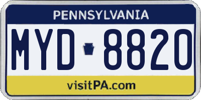 PA license plate MYD8820