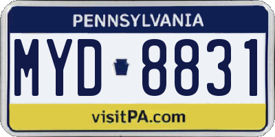 PA license plate MYD8831
