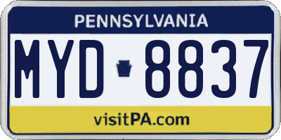 PA license plate MYD8837