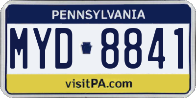 PA license plate MYD8841