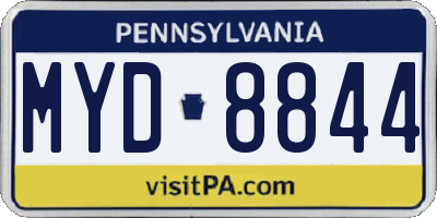 PA license plate MYD8844