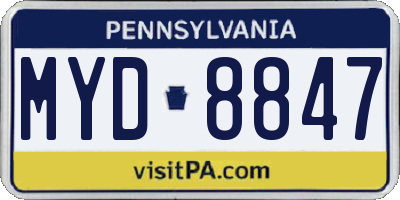 PA license plate MYD8847