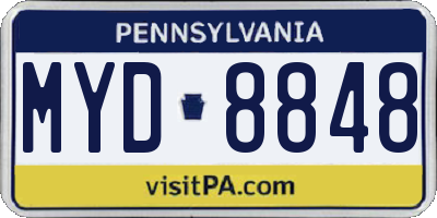 PA license plate MYD8848