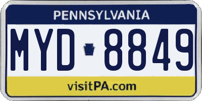 PA license plate MYD8849