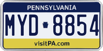 PA license plate MYD8854