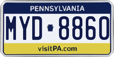 PA license plate MYD8860