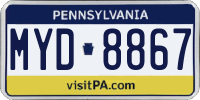 PA license plate MYD8867