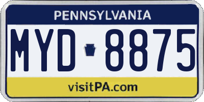PA license plate MYD8875