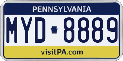 PA license plate MYD8889