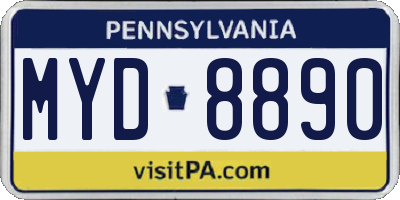 PA license plate MYD8890