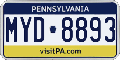 PA license plate MYD8893