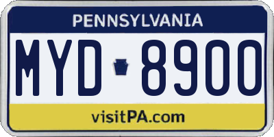 PA license plate MYD8900