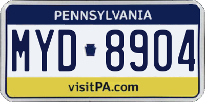 PA license plate MYD8904