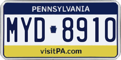 PA license plate MYD8910