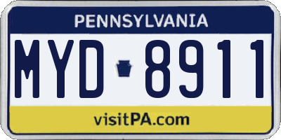 PA license plate MYD8911