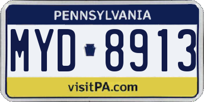 PA license plate MYD8913