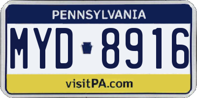 PA license plate MYD8916