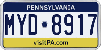 PA license plate MYD8917