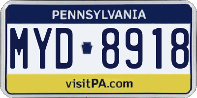 PA license plate MYD8918