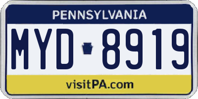 PA license plate MYD8919