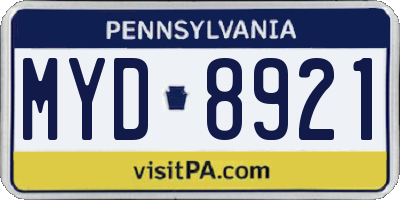 PA license plate MYD8921
