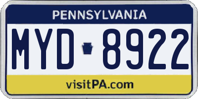 PA license plate MYD8922