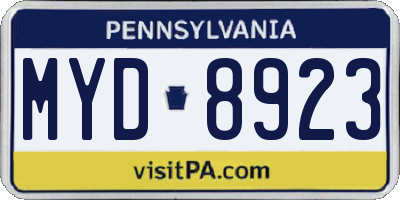 PA license plate MYD8923