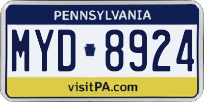 PA license plate MYD8924