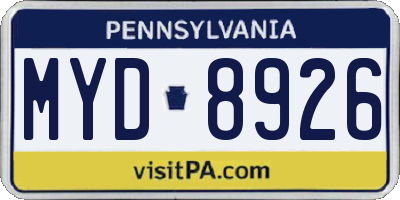 PA license plate MYD8926