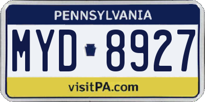 PA license plate MYD8927