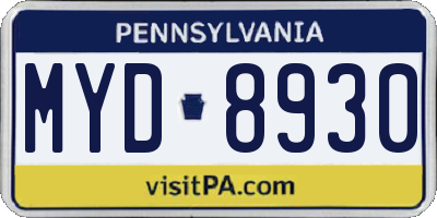 PA license plate MYD8930