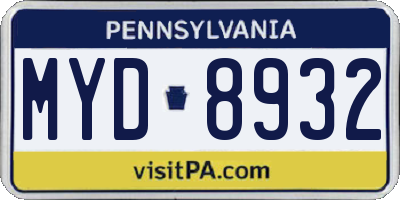 PA license plate MYD8932
